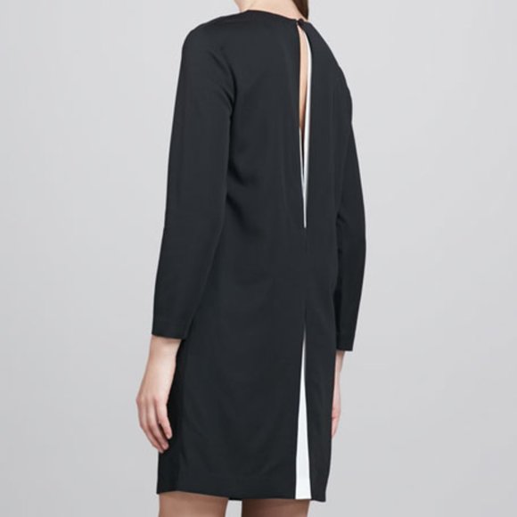 Theory Dresses & Skirts - Theory Black Landain Slit Back Keyhole Wool Blend Dress Sz 8